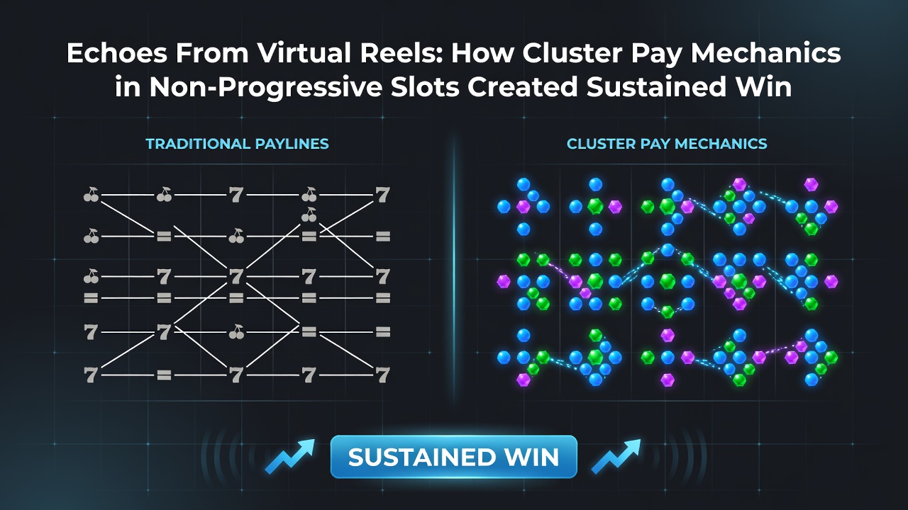 Player interface showing ongoing cascade reactions and accumulating win totals on a cluster pay slot during an extended session
