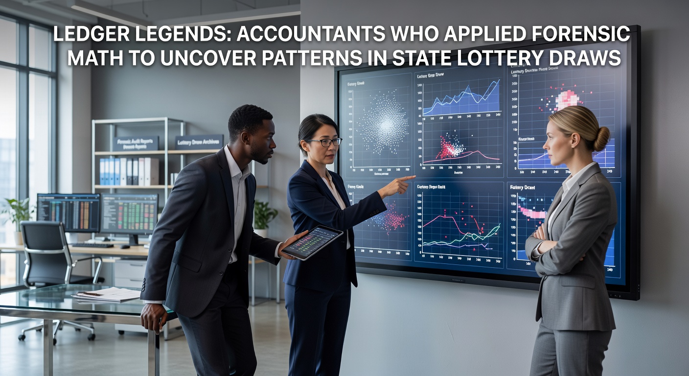 Forensic accountants examining detailed lottery draw logs and statistical pattern reports