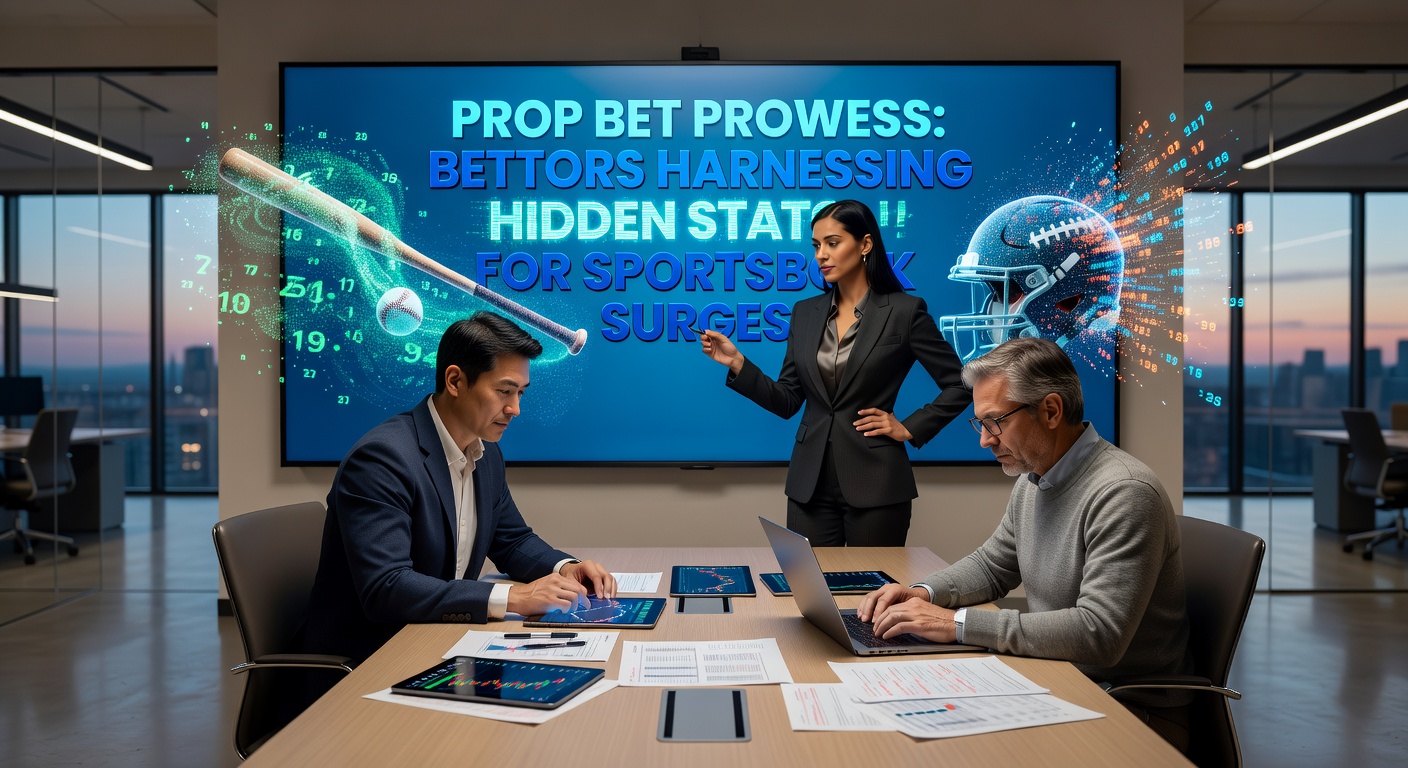 Sports bettor analyzing data on multiple screens, highlighting prop bet stats and player performance metrics