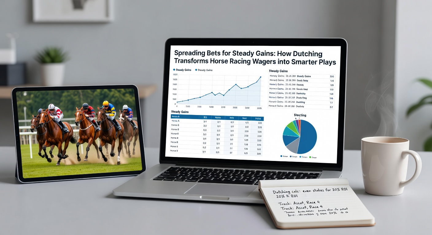 Visual breakdown of Dutching stakes distributed across multiple horses in a race, showing proportional betting for equal profit outcomes