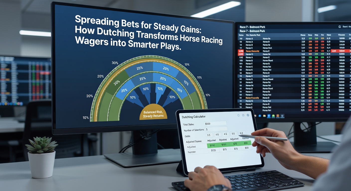 Chart illustrating stake distribution and profit outcomes in a Dutching bet on a horse race, with odds and returns clearly mapped