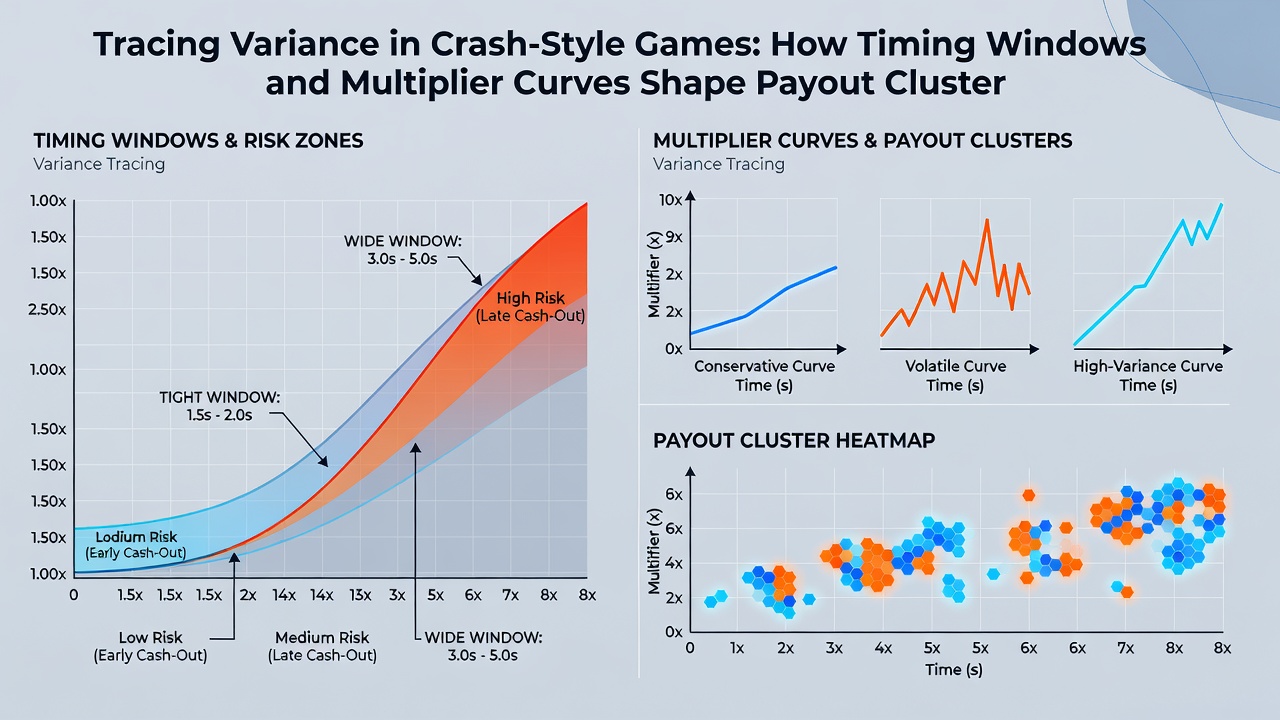 Chart illustrating payout cluster distributions and variance patterns in crash games from multiple providers